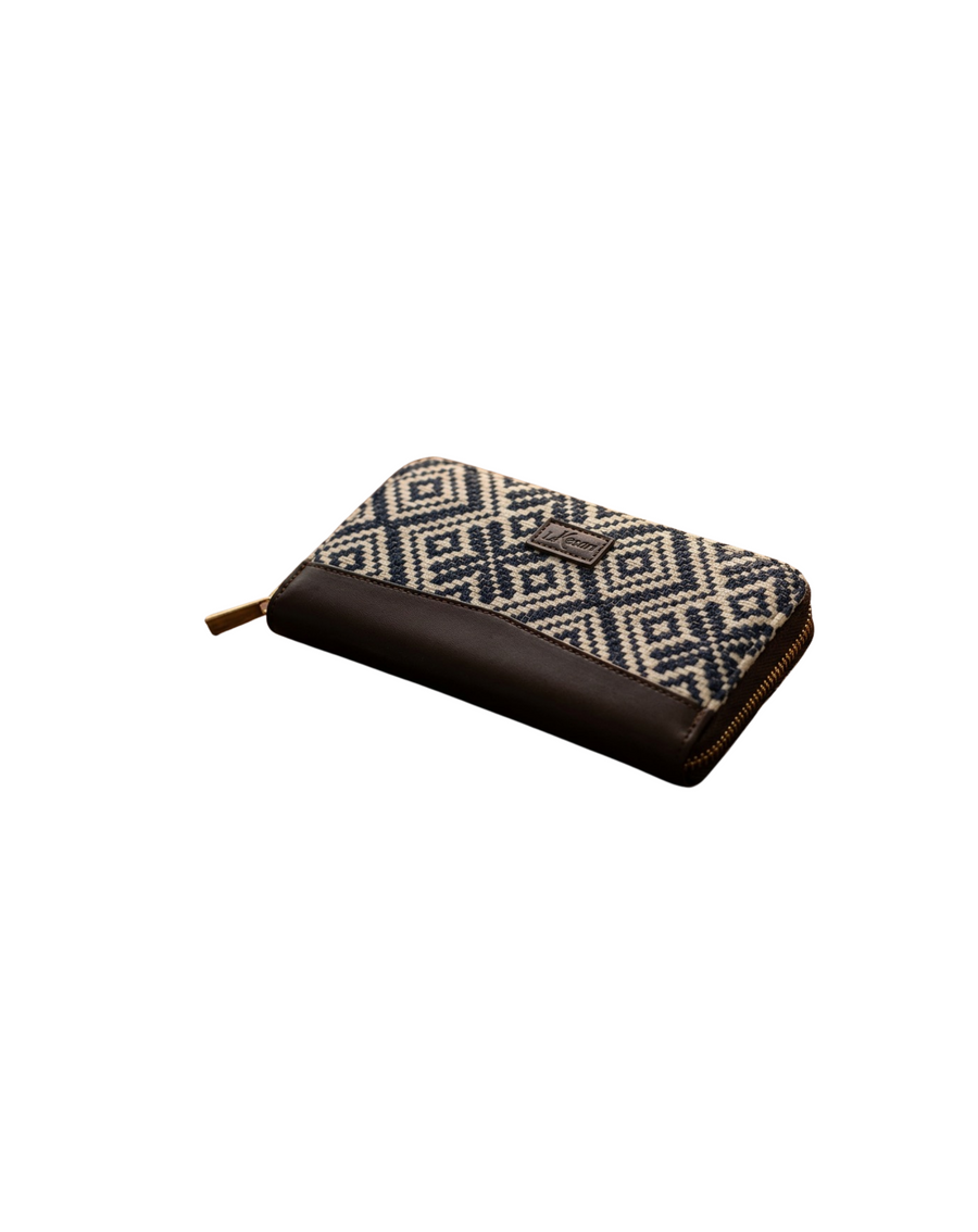 Portefeuille Jacquard Losanges Marine & Crème