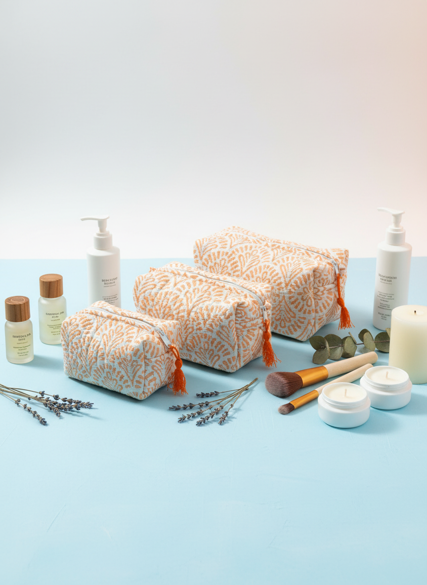 Kit 3 trousses de différentes tailles – Design Fleurs