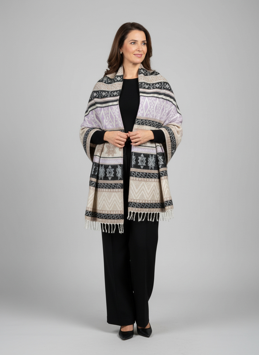 Châle en laine de Yack – Tissé à la main 🌸 provenant du cachemire