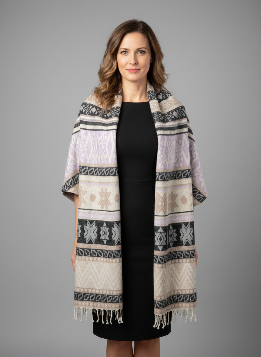 Châle en laine de Yack – Tissé à la main 🌸 provenant du cachemire