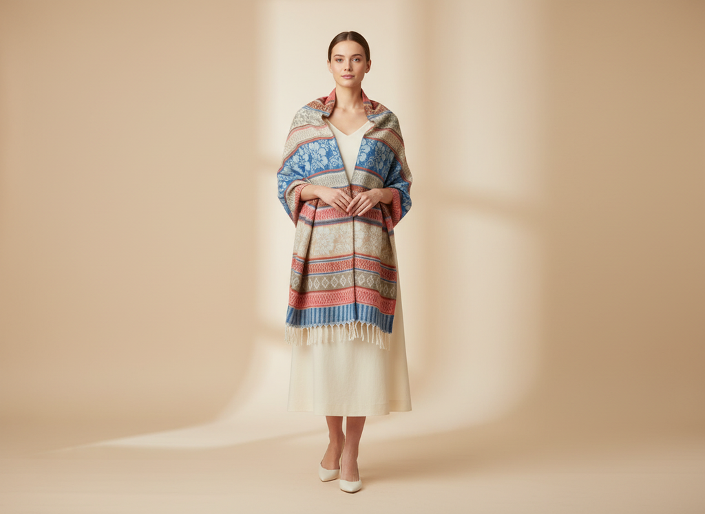 Châle en laine de Yack – Tissé à la main 🌸 provenant du cachemire