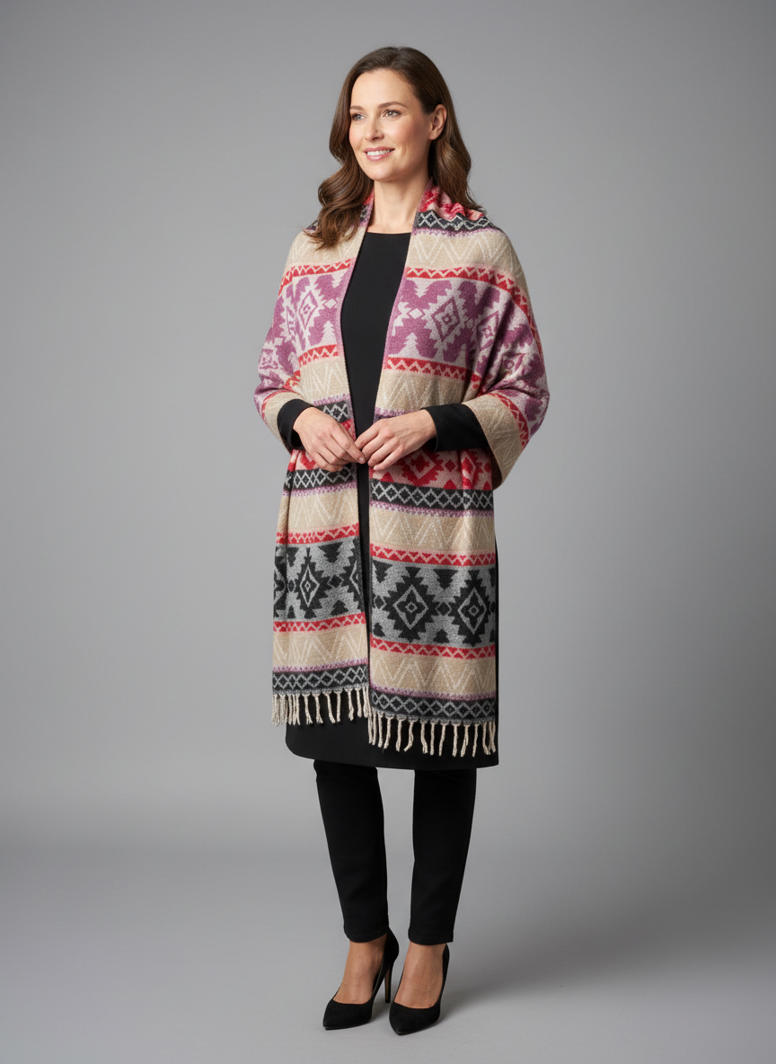 Châle en laine de Yack – Tissé à la main 🌸 provenant du cachemire