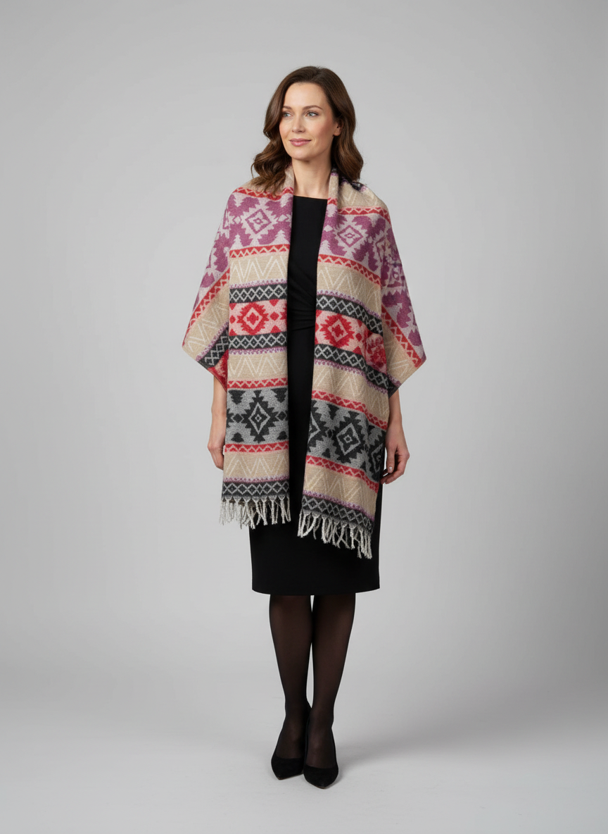 Châle en laine de Yack – Tissé à la main 🌸 provenant du cachemire