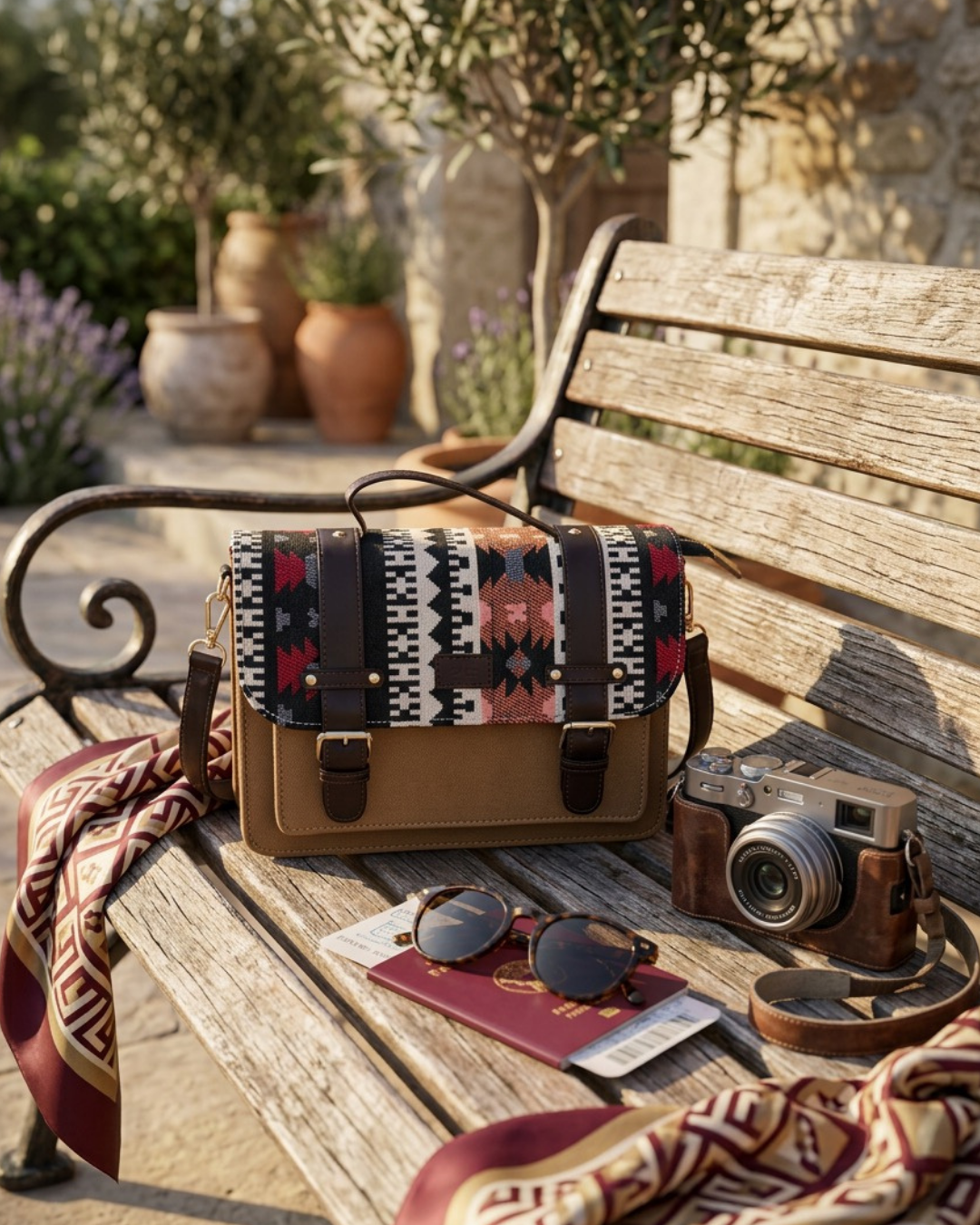 Sac à main brun clair multicolore – Élégant et  pratique
