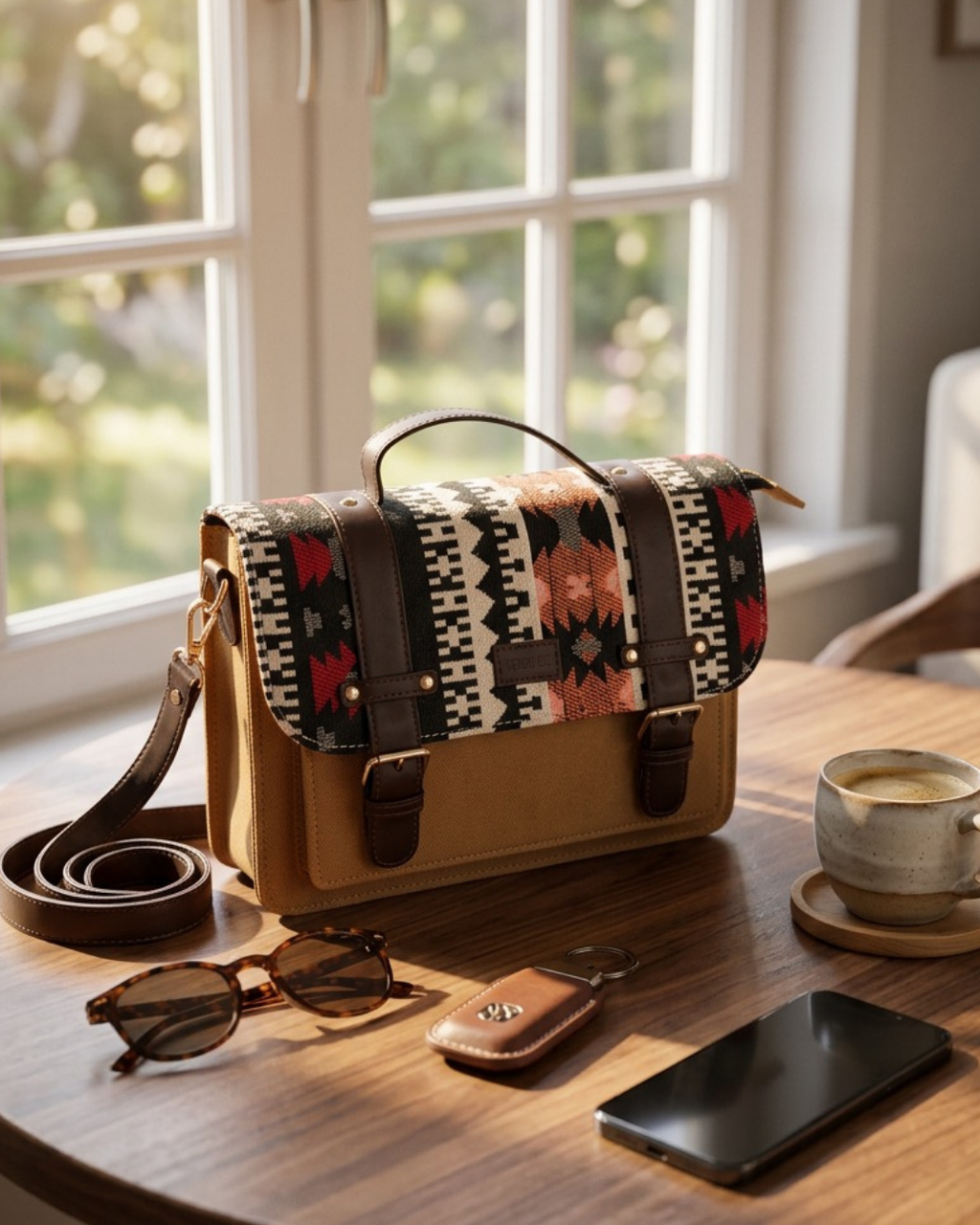 Sac à main brun clair multicolore – Élégant et  pratique
