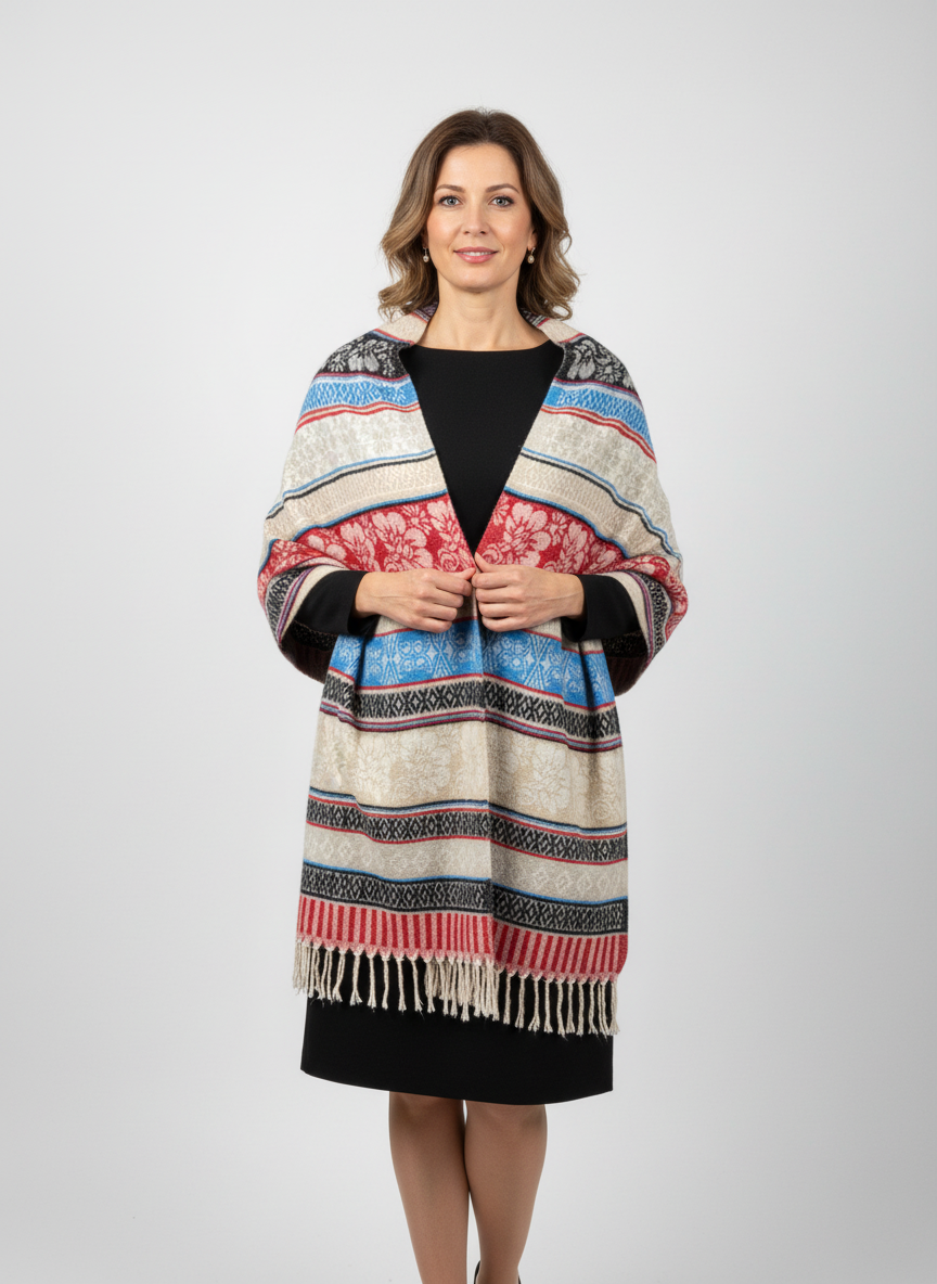 Châle en laine de Yack – Tissé à la main 🌸 provenant du cachemire