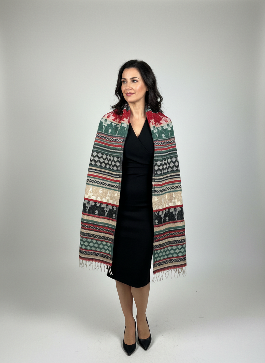 Châle en laine de Yack – Tissé à la main 🌸 provenant du cachemire