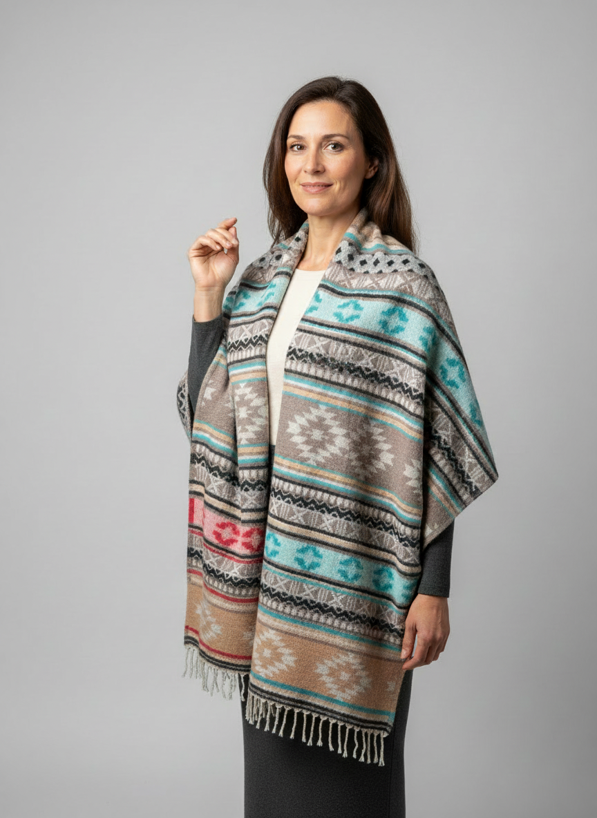 Châle en laine de Yack – Tissé à la main 🌸 provenant du cachemire