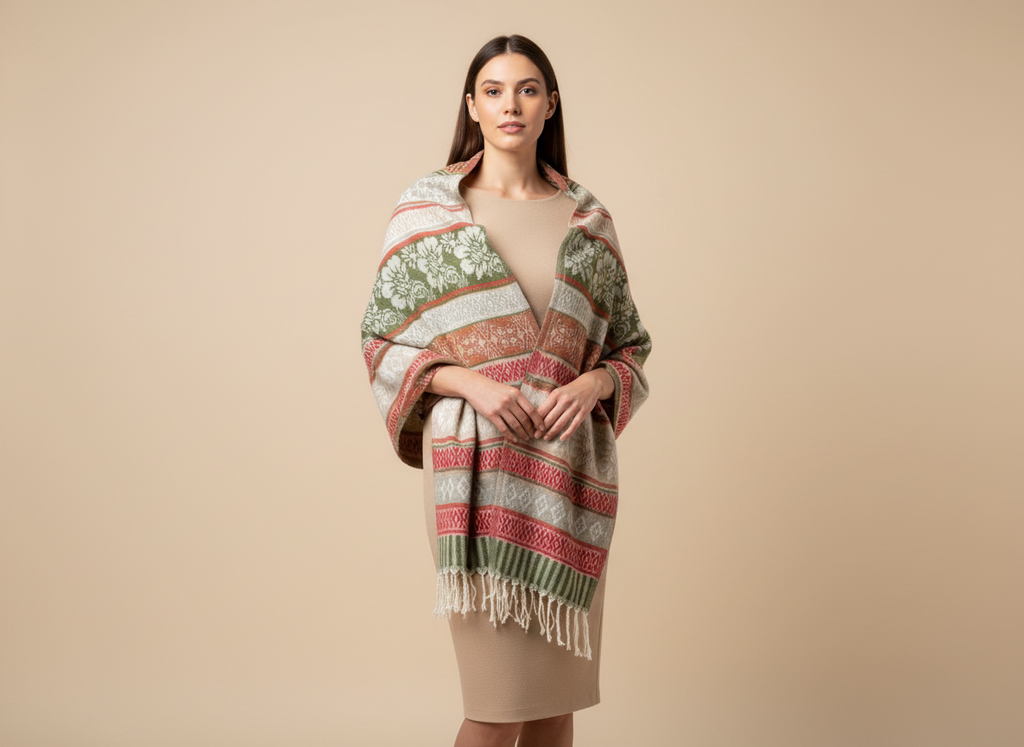 Châle en laine de Yack – Tissé à la main 🌸 provenant du cachemire