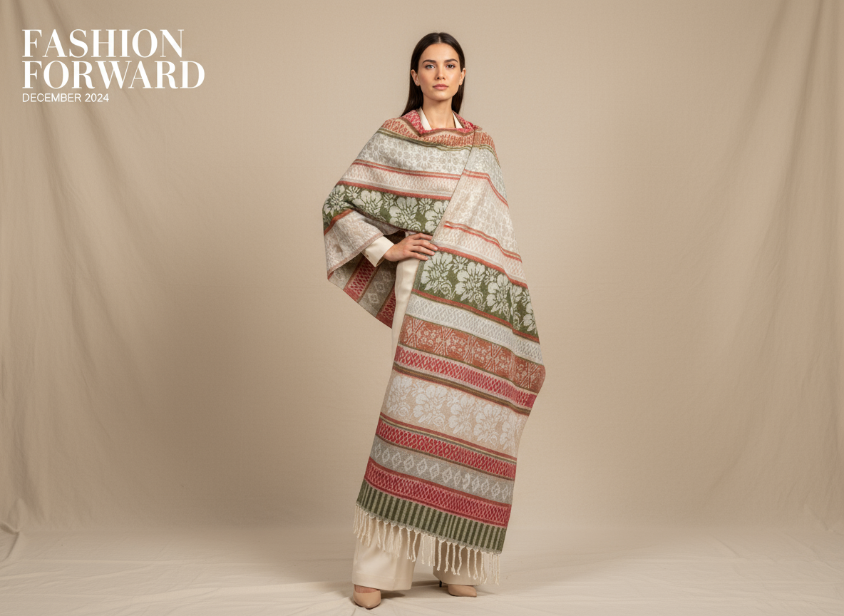 Châle en laine de Yack – Tissé à la main 🌸 provenant du cachemire