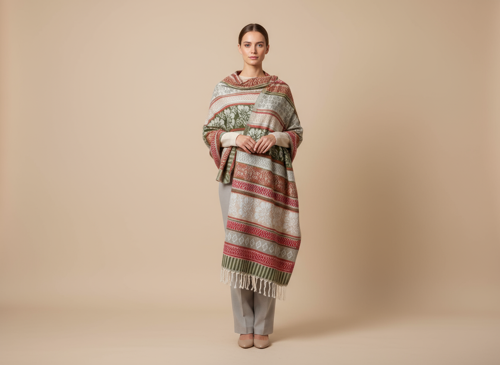 Châle en laine de Yack – Tissé à la main 🌸 provenant du cachemire