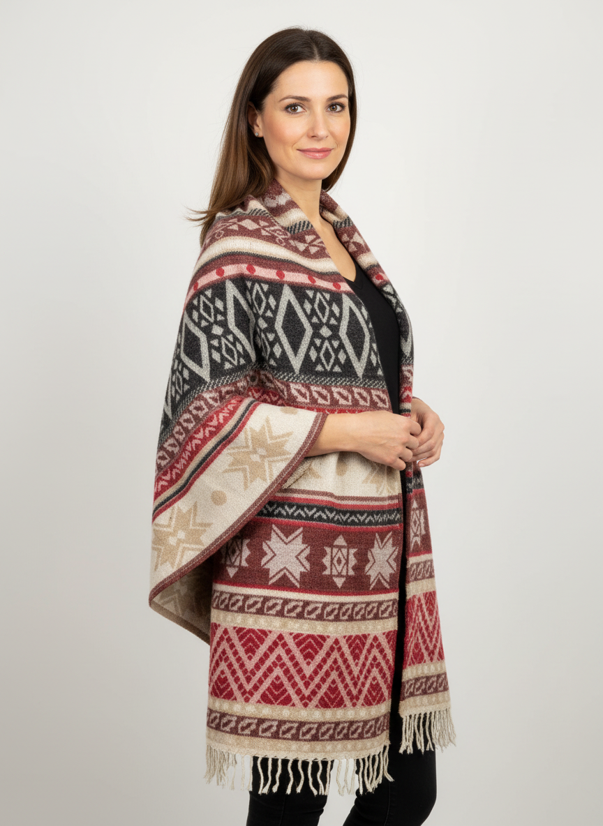 Châle en laine de Yack – Tissé à la main 🌸 provenant du cachemire