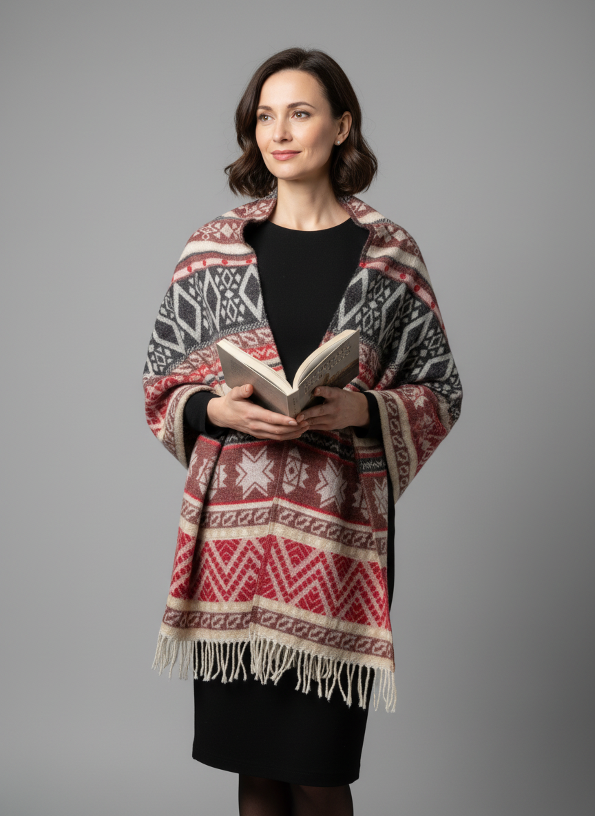 Châle en laine de Yack – Tissé à la main 🌸 provenant du cachemire