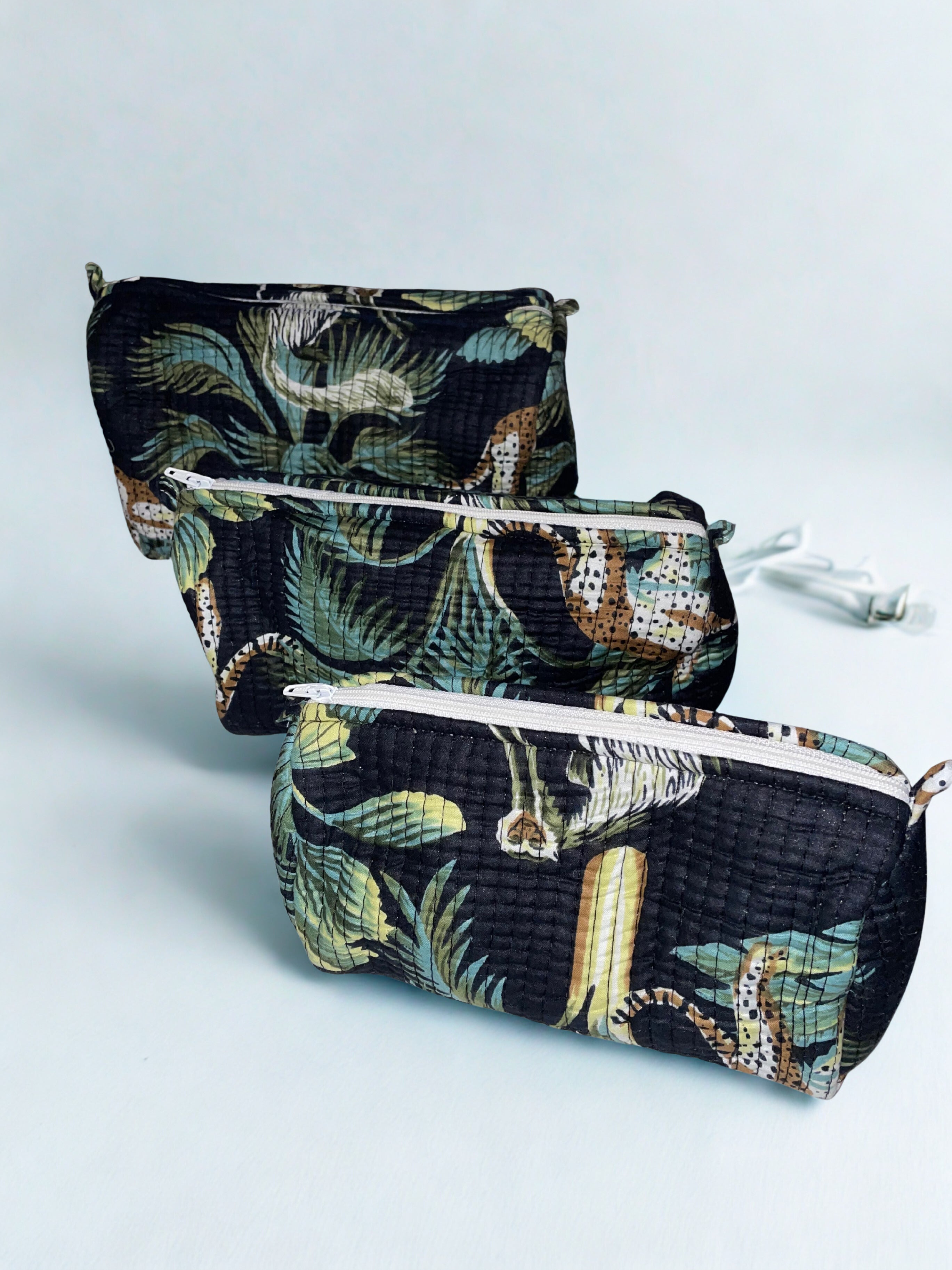 Kit 3 trousses de différentes tailles Noir bleue  – Design Animal