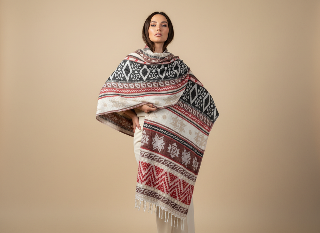 Châle en laine de Yack – Tissé à la main 🌸 provenant du cachemire