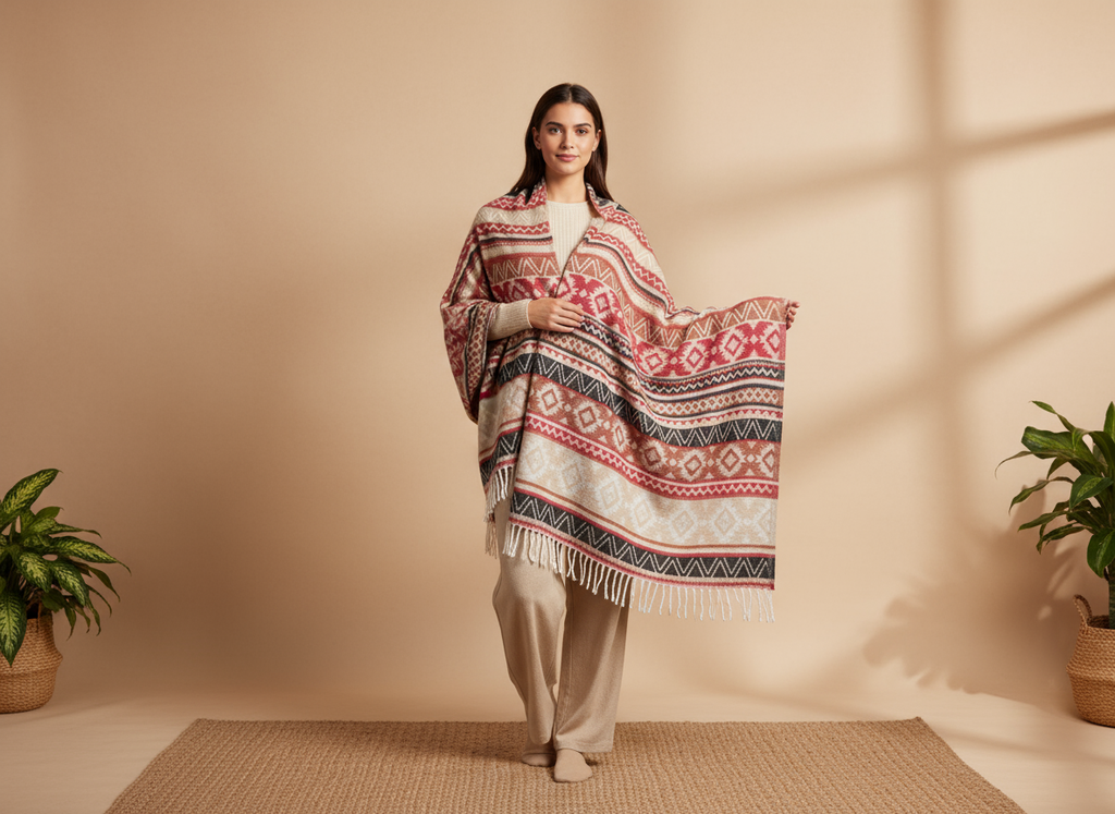 Châle en laine de Yack – Tissé à la main 🌸 provenant du cachemire