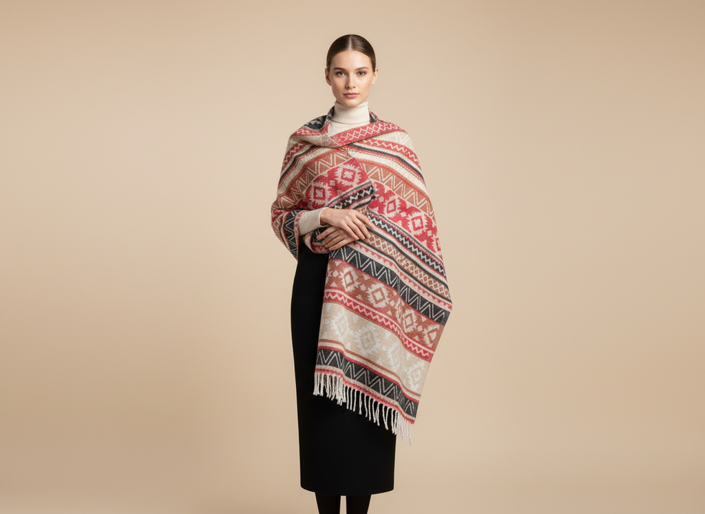 Châle en laine de Yack – Tissé à la main 🌸 provenant du cachemire