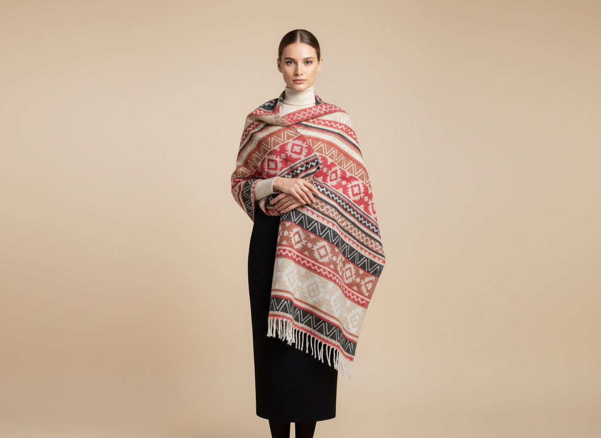 Châle en laine de Yack – Tissé à la main 🌸 provenant du cachemire