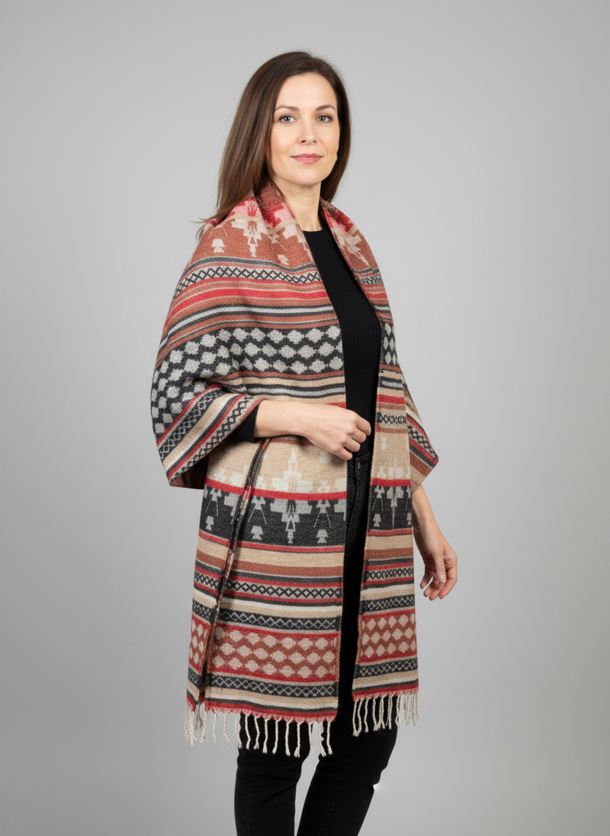 Châle en laine de Yack – Tissé à la main 🌸 provenant du cachemire