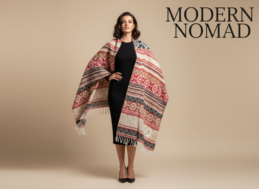 Châle en laine de Yack – Tissé à la main 🌸 provenant du cachemire