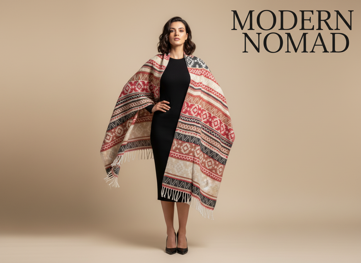 Châle en laine de Yack – Tissé à la main 🌸 provenant du cachemire