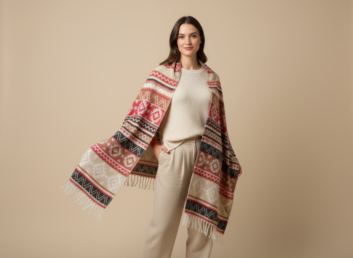 Châle en laine de Yack – Tissé à la main 🌸 provenant du cachemire