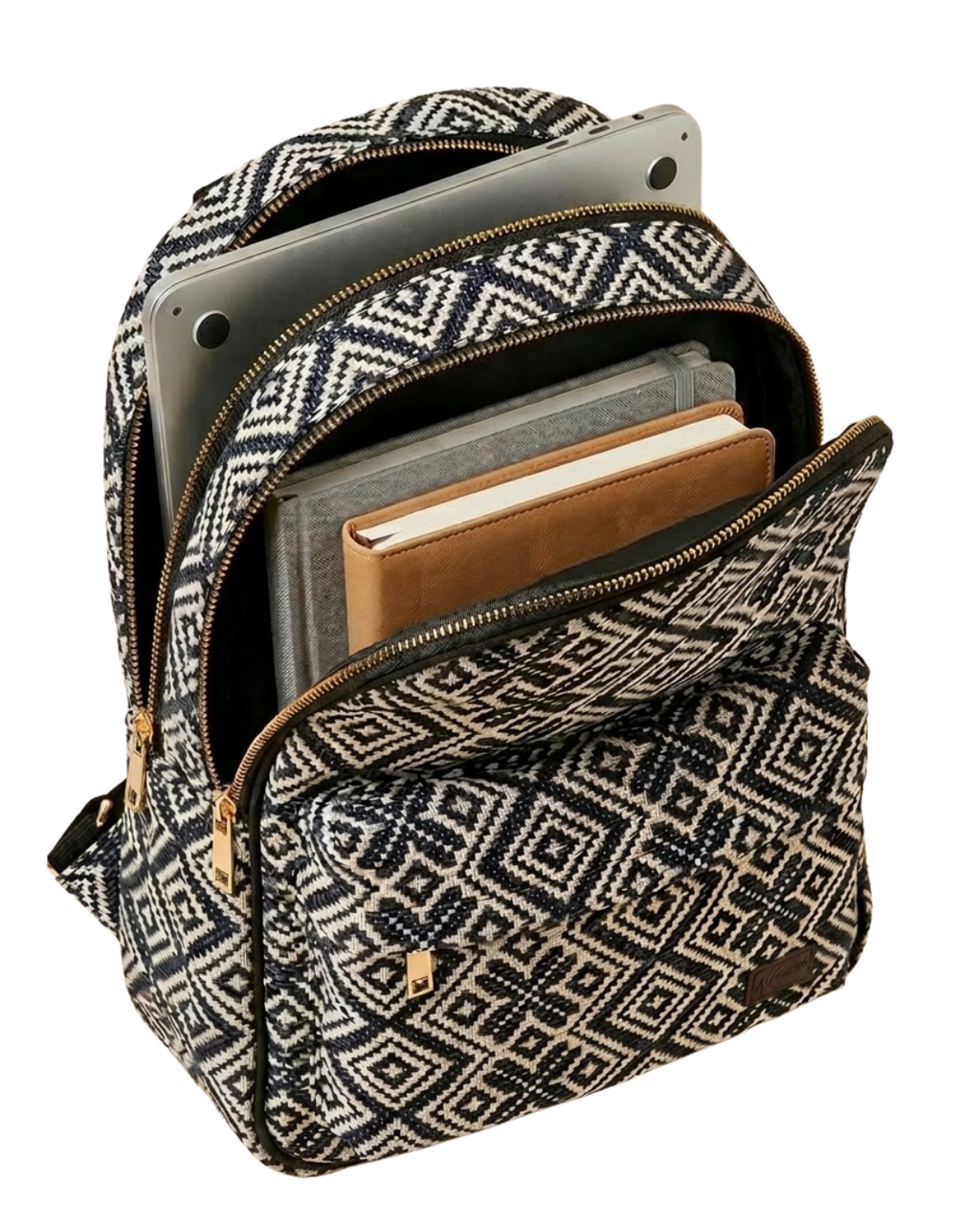 Sac à Dos Bleu & Blanc Motif Géométrique, Style & Praticité
