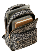 Sac à Dos Bleu & Blanc Motif Géométrique, Style & Praticité