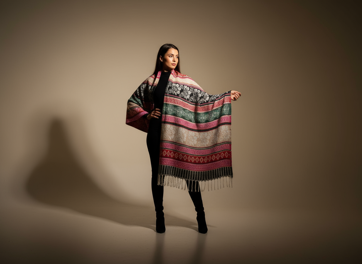 Châle en laine de Yack – Tissé à la main 🌸 provenant du cachemire