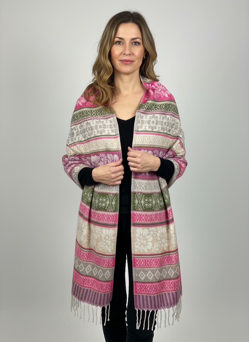 Châle en laine de Yack – Tissé à la main 🌸 provenant du cachemire