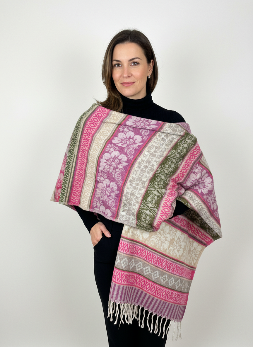 Châle en laine de Yack – Tissé à la main 🌸 provenant du cachemire