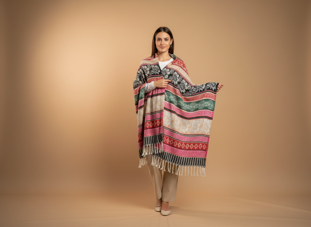 Châle en laine de Yack – Tissé à la main 🌸 provenant du cachemire
