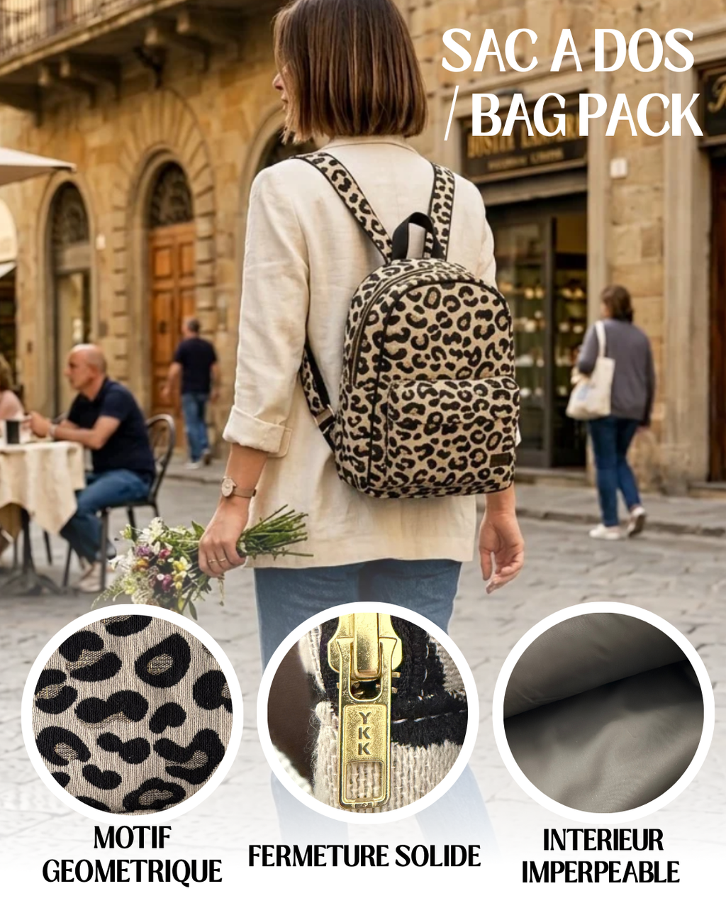 Sac à Dos leopard Imperméable Élégant & Grande Capacité