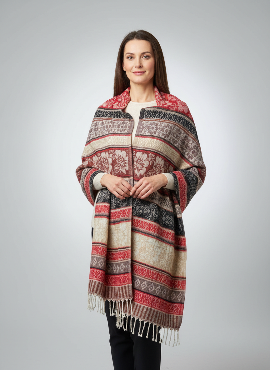 Châle en laine de Yack – Tissé à la main 🌸 provenant du cachemire