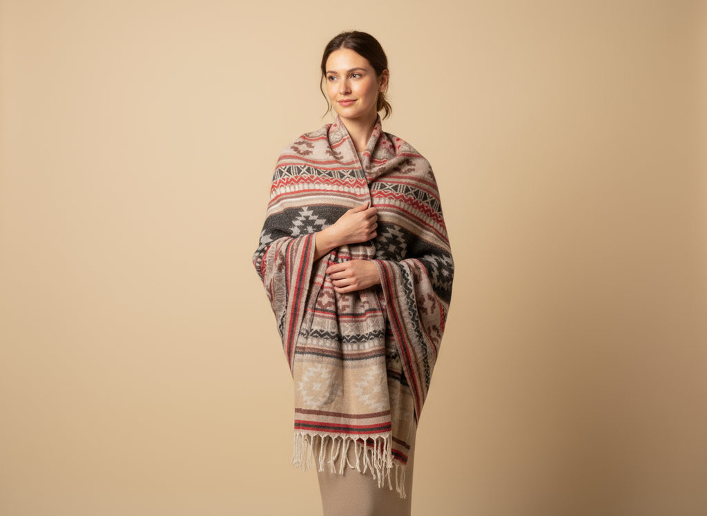 Châle en laine de Yack – Tissé à la main 🌸 provenant du cachemire