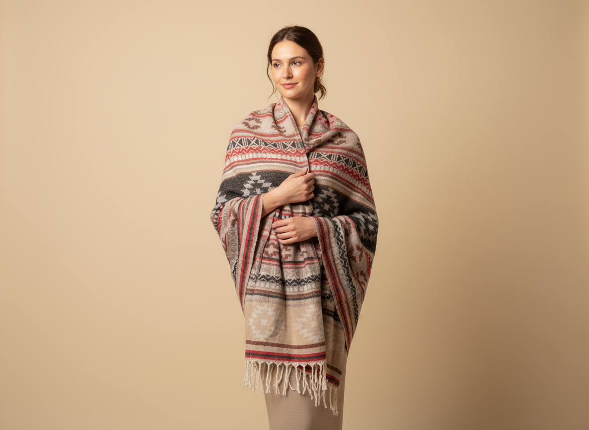 Châle en laine de Yack – Tissé à la main 🌸 provenant du cachemire