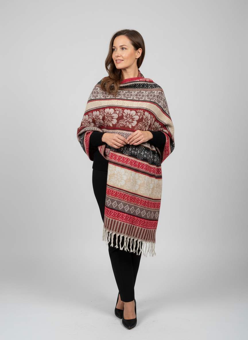 Châle en laine de Yack – Tissé à la main 🌸 provenant du cachemire