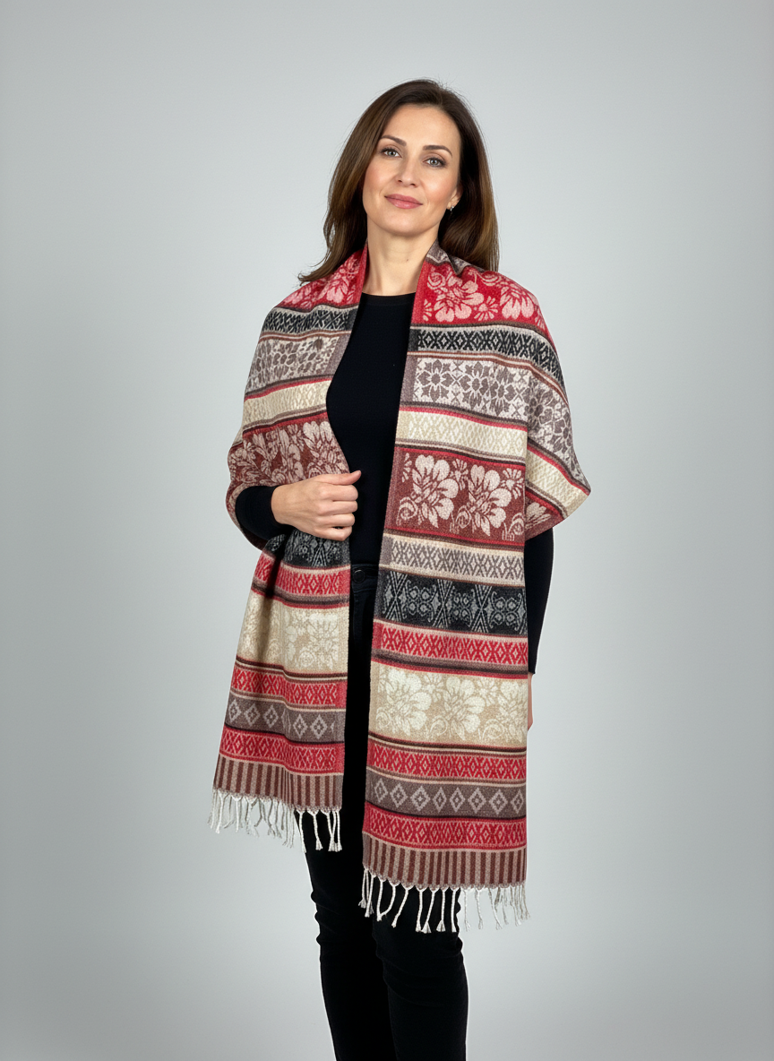 Châle en laine de Yack – Tissé à la main 🌸 provenant du cachemire