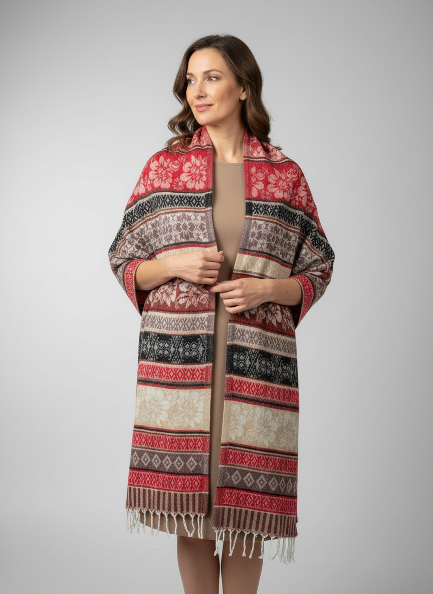 Châle en laine de Yack – Tissé à la main 🌸 provenant du cachemire