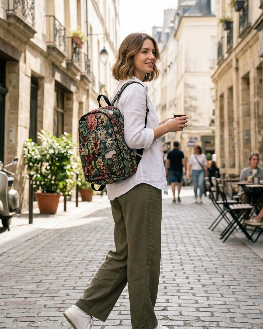 Mehrfarbiger Rucksack mit Blumen-Jacquard – Elegant, Strapazierfähig und Praktisch