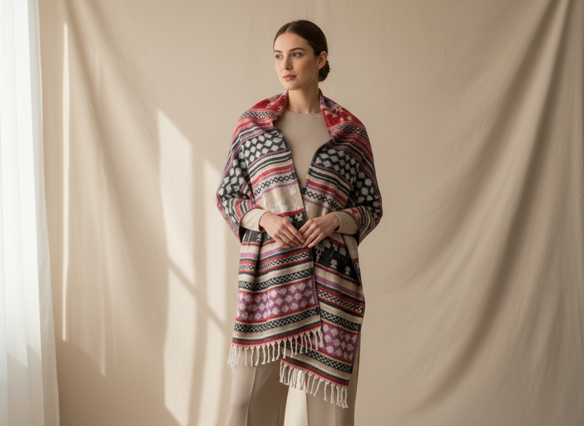 Châle en laine de Yack – Tissé à la main 🌸 provenant du cachemire