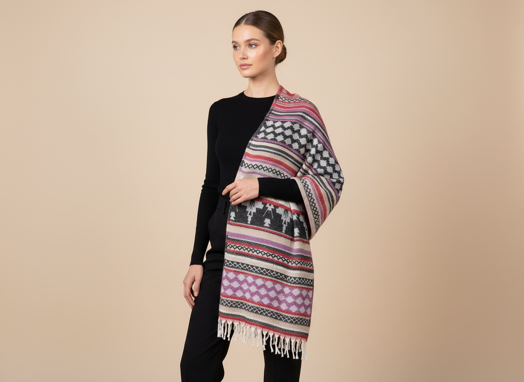 Châle en laine de Yack – Tissé à la main 🌸 provenant du cachemire