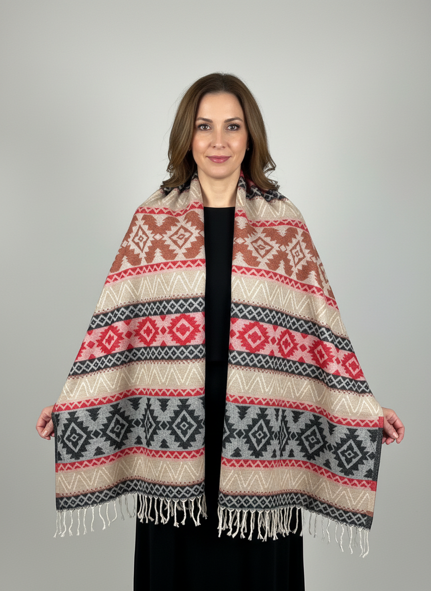 Châle en laine de Yack – Tissé à la main 🌸 provenant du cachemire