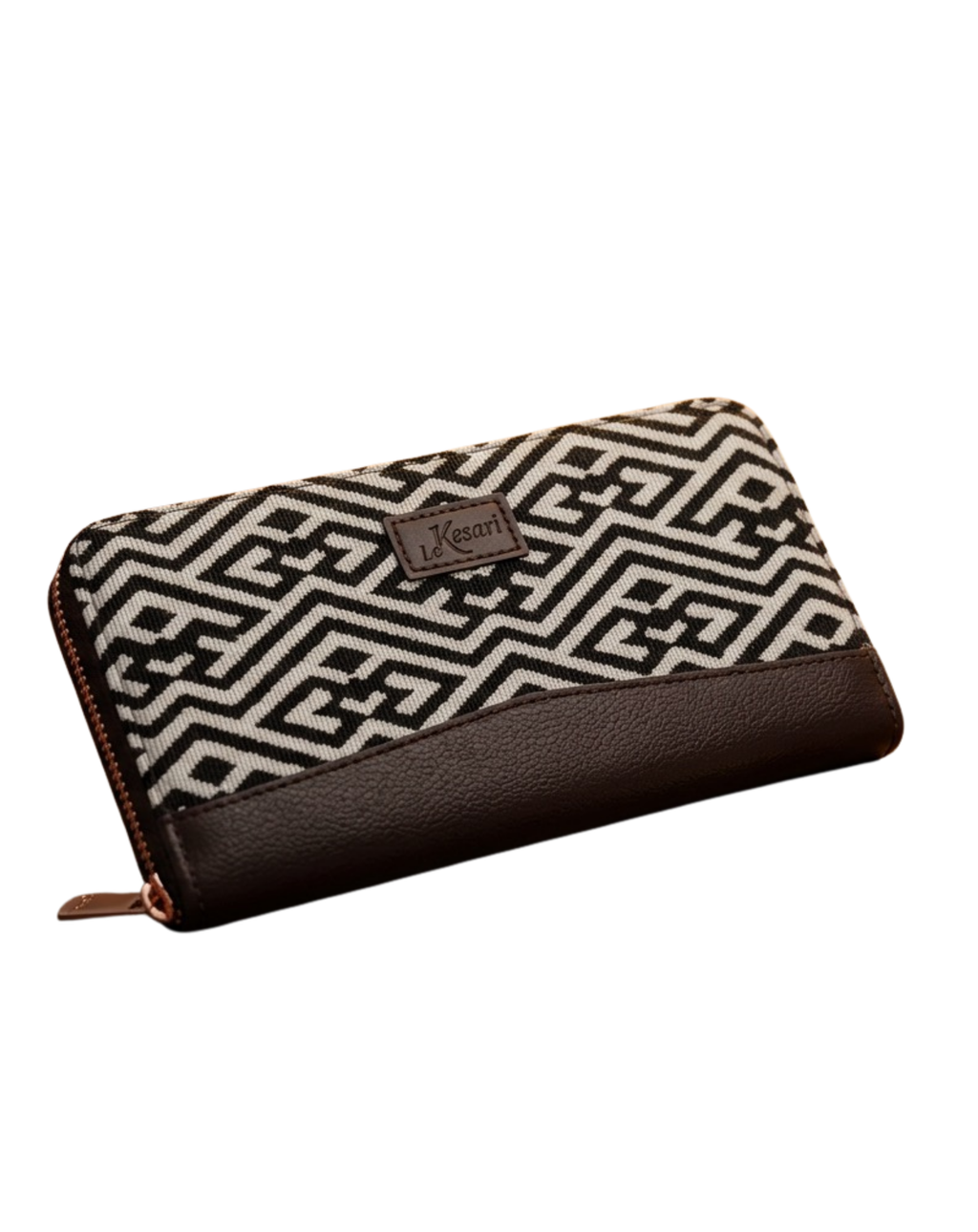 Portefeuille Jacquard Labyrinthe Noir & Beige