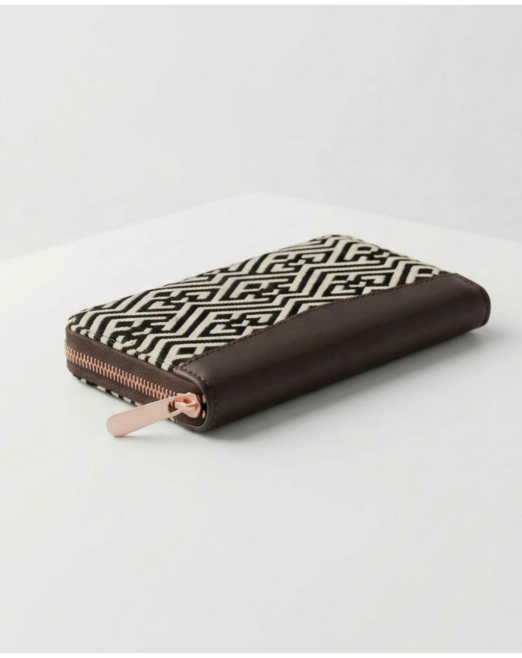 Portefeuille Jacquard Labyrinthe Noir & Beige