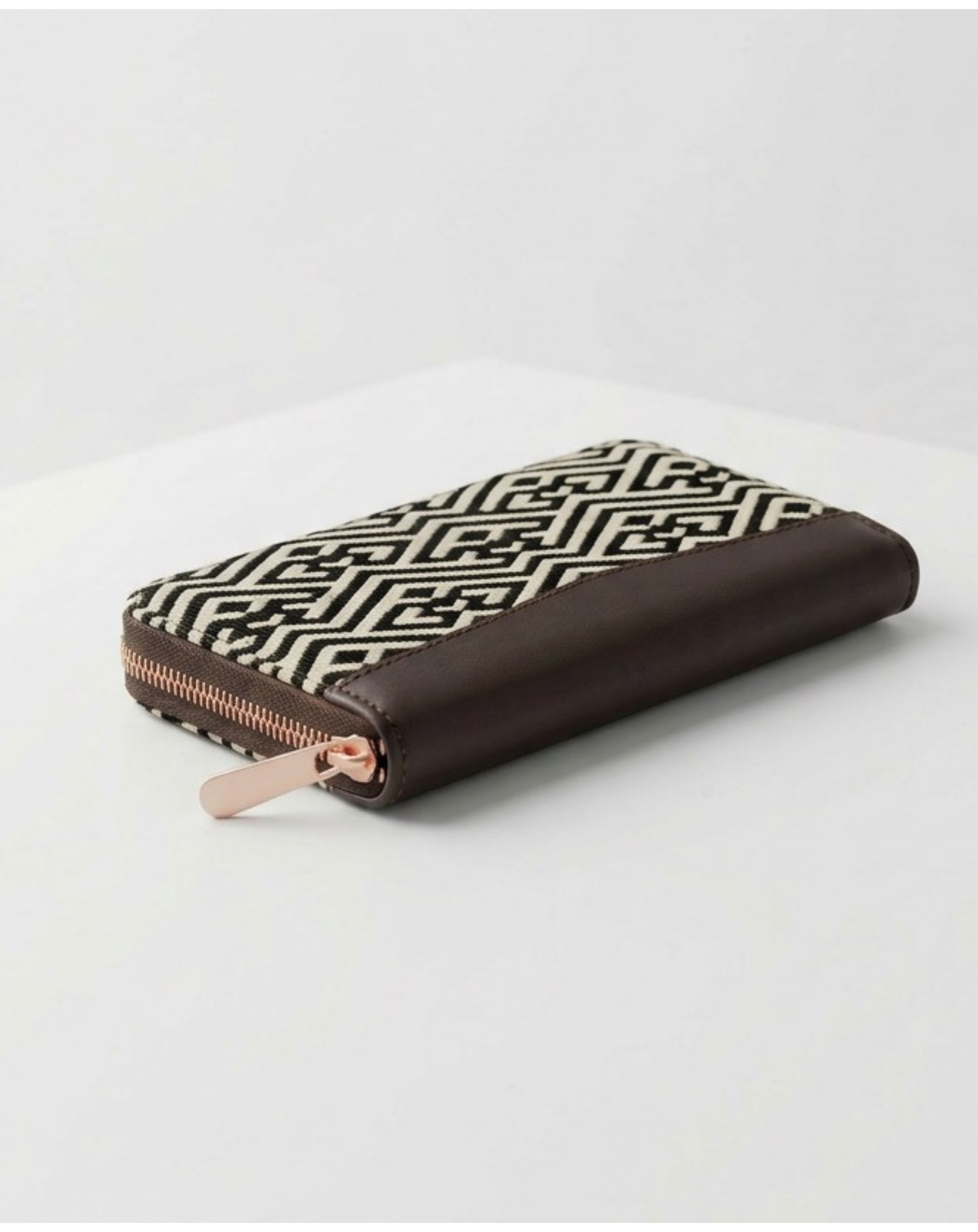 Portefeuille Jacquard Labyrinthe Noir & Beige