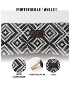 Portefeuille Jacquard Losanges Marine & Crème