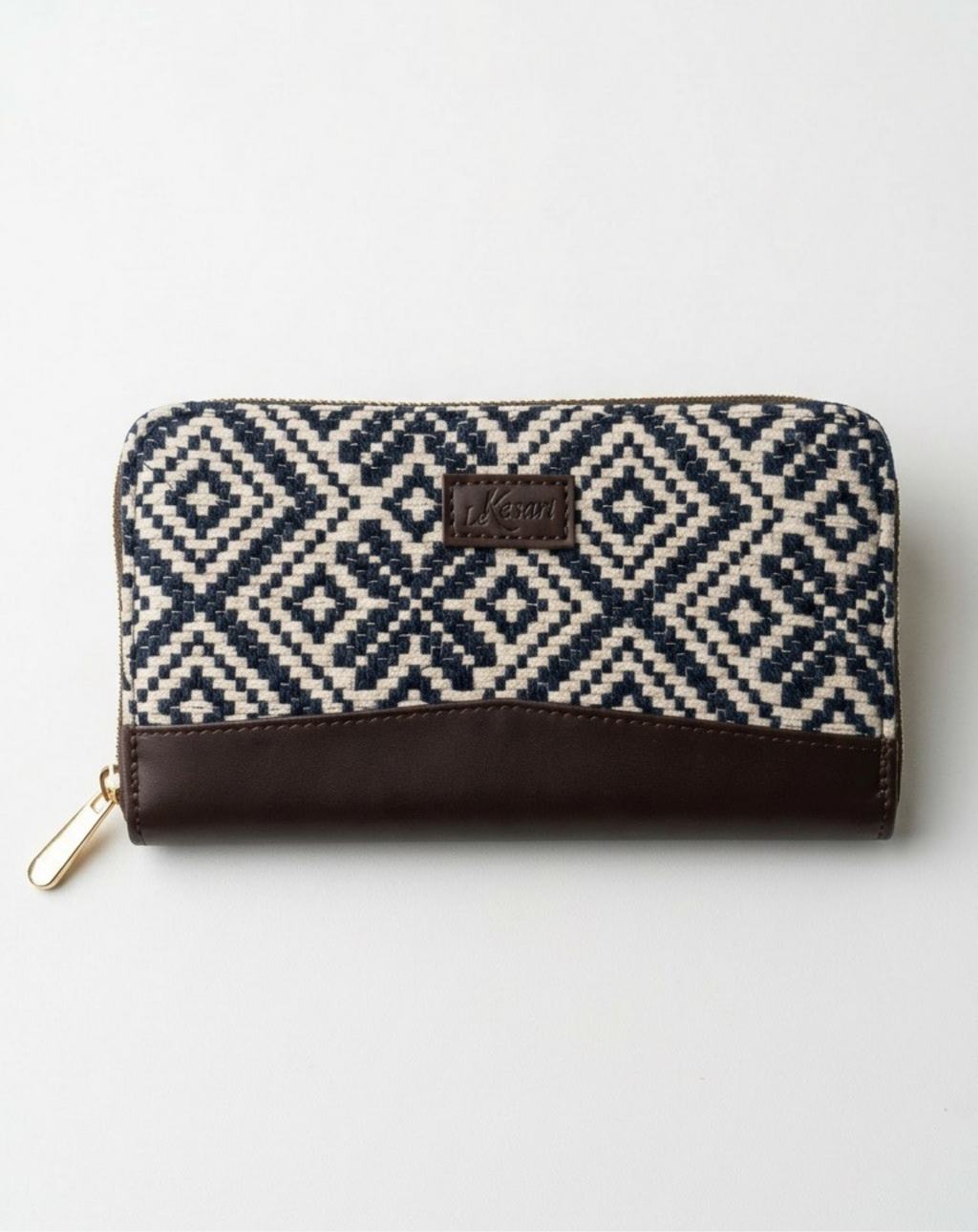 Portefeuille Jacquard Losanges Marine & Crème