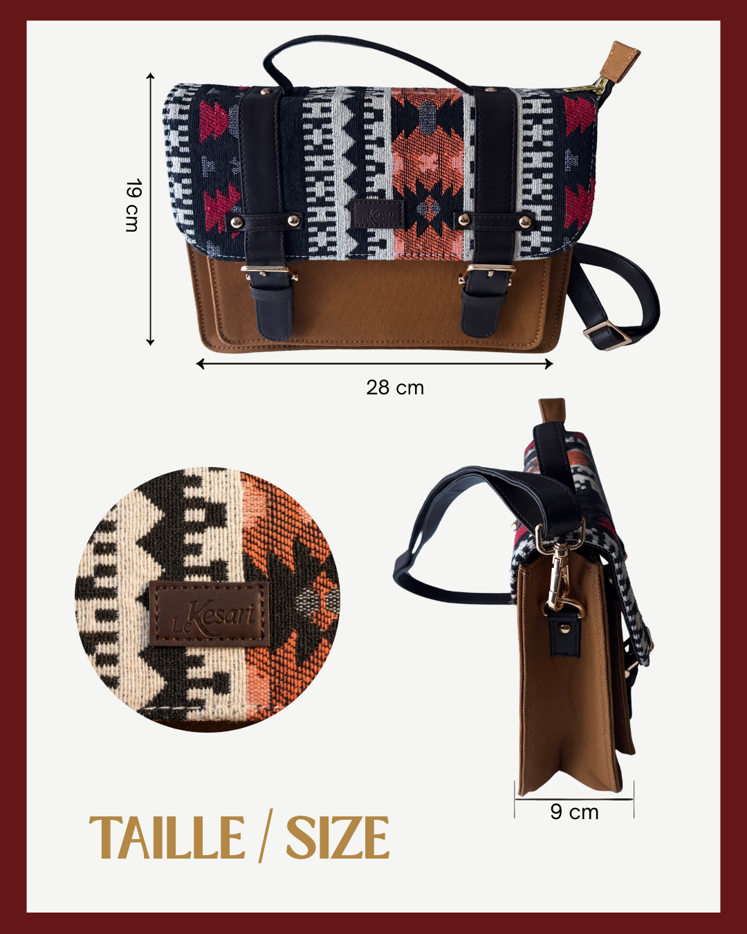 Sac à main brun clair multicolore – Élégant et  pratique