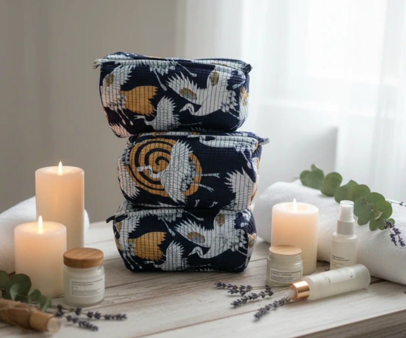 Kit 3 trousses de différentes tailles Bleue Noir  – Design Animal